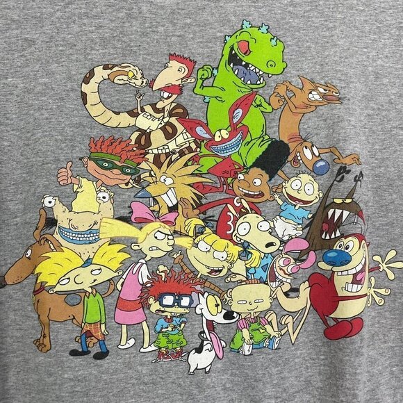 Nickelodeon Gray Cartoon Characters Graphic T-shirt Size Large Unisex - Picture 2 of 5